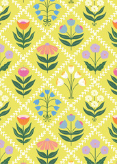 Seamless floral pattern, A bold and elegant botanical design perfect for textiles, wallpapers, and digital prints.
