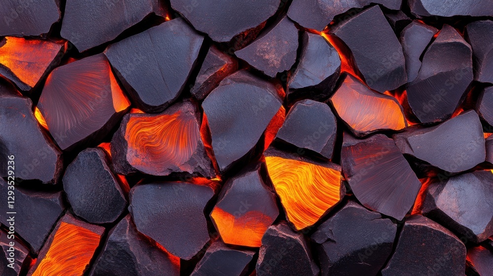 Aufkleber meteorite ember background with iron-rich rock texture and fiery glow pattern