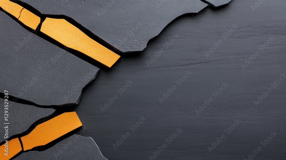 Poster titanium gray background with metallic rock texture and futuristic fracture pattern
