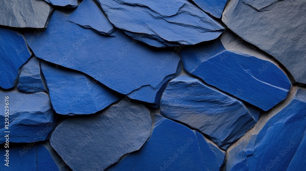 Poster cobalt blue background with deep-sea rock texture and coral fossil pattern