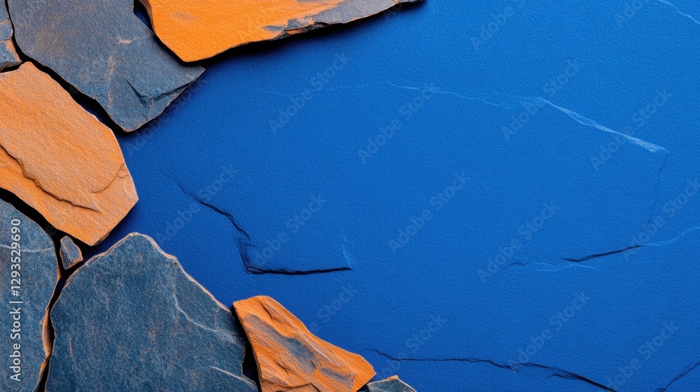 Aufkleber cobalt blue background with deep-sea rock texture and coral fossil pattern