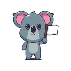 Naklejka premium Koala cartoon vector illustration with white flag