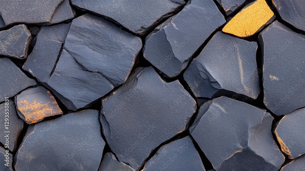 Poster basalt black background with volcanic rock texture and fractured pattern