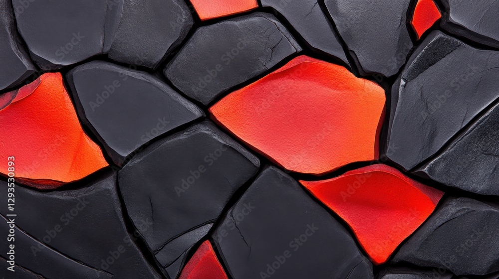 Poster basalt black background with volcanic rock texture and fractured pattern