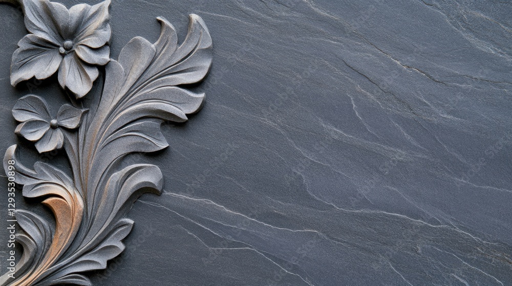 Aufkleber granite gray background with rough stone texture and ancient carving pattern