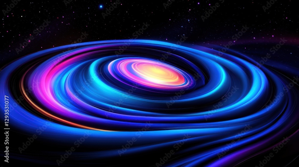 Poster galactic navy background with asteroid belt texture and orbital swirl pattern