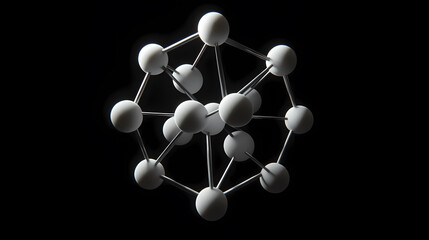Obraz premium White spheres and black lines in molecular model