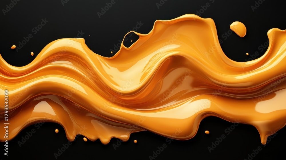 Poster golden amber background with molten lava texture and flowing pattern