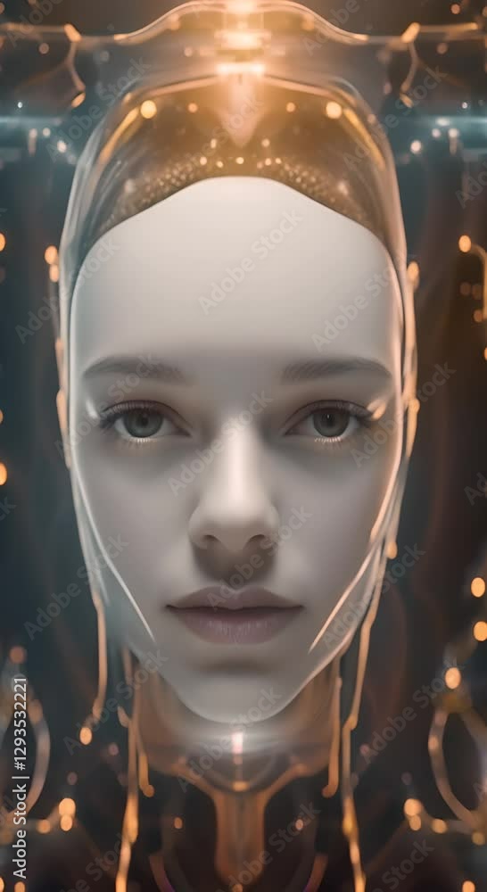 Poster artificial intelligence digital technology human mind person face advanced ai technology and machine