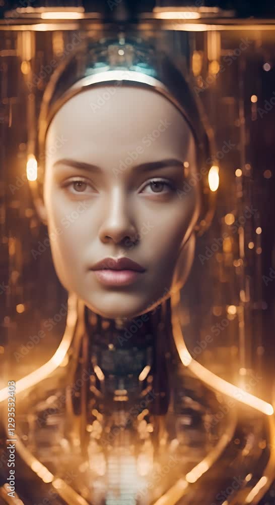 Poster artificial intelligence digital technology human mind person face advanced ai technology and machine