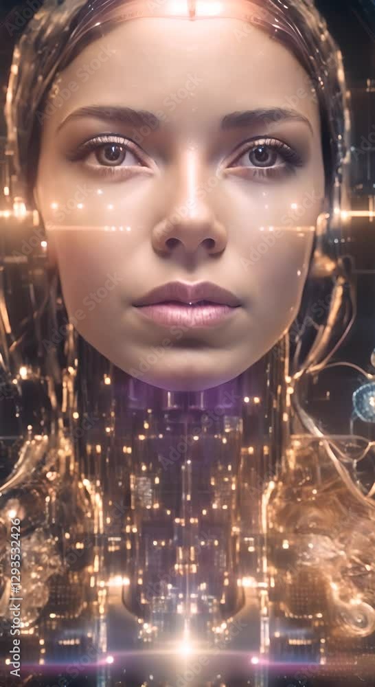 Poster artificial intelligence digital technology human mind person face advanced ai technology and machine