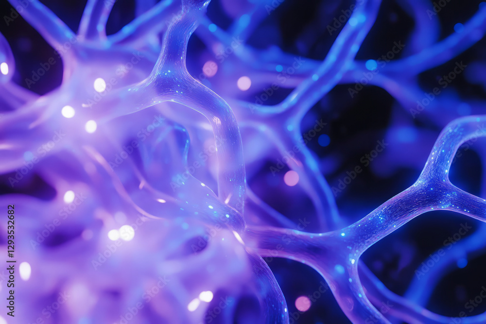 Poster a mesmerizing visualization of futuristic data streams flowing through a high-tech neural matrix. th