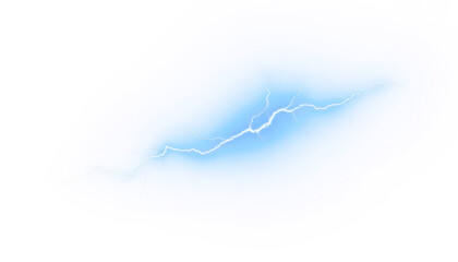 Energy of a vibrant blue lightning bolt, glowing and radiant in a high quality PNG