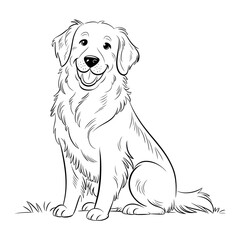 A line art illustration Dog coloring page 