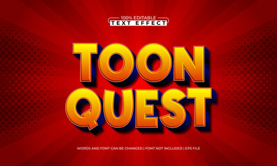 toon quest editable text effect with a kids and cartoon text style