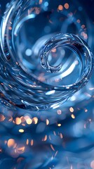 A glossy, liquid-metal vortex twists in iridescent blue tones. Futuristic depth and motion create a bold, immersive digital swirl.