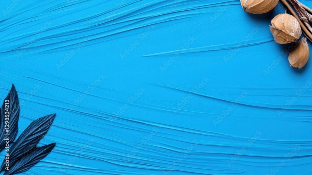 Aufkleber cyan background with paper texture and watercolor pattern