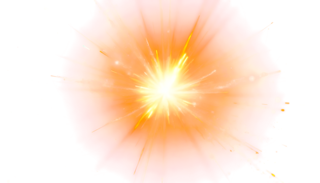 Bright yellow and orange starburst, glowing and sparkling PNG - Powered by Adobe