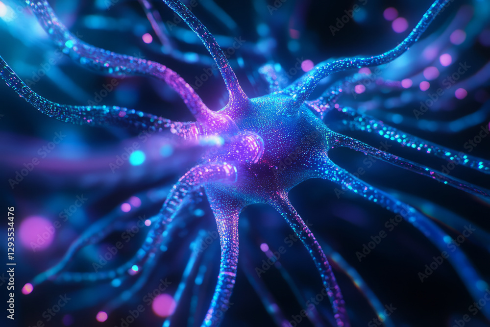 Poster a mesmerizing visualization of futuristic data streams flowing through a high-tech neural matrix. th