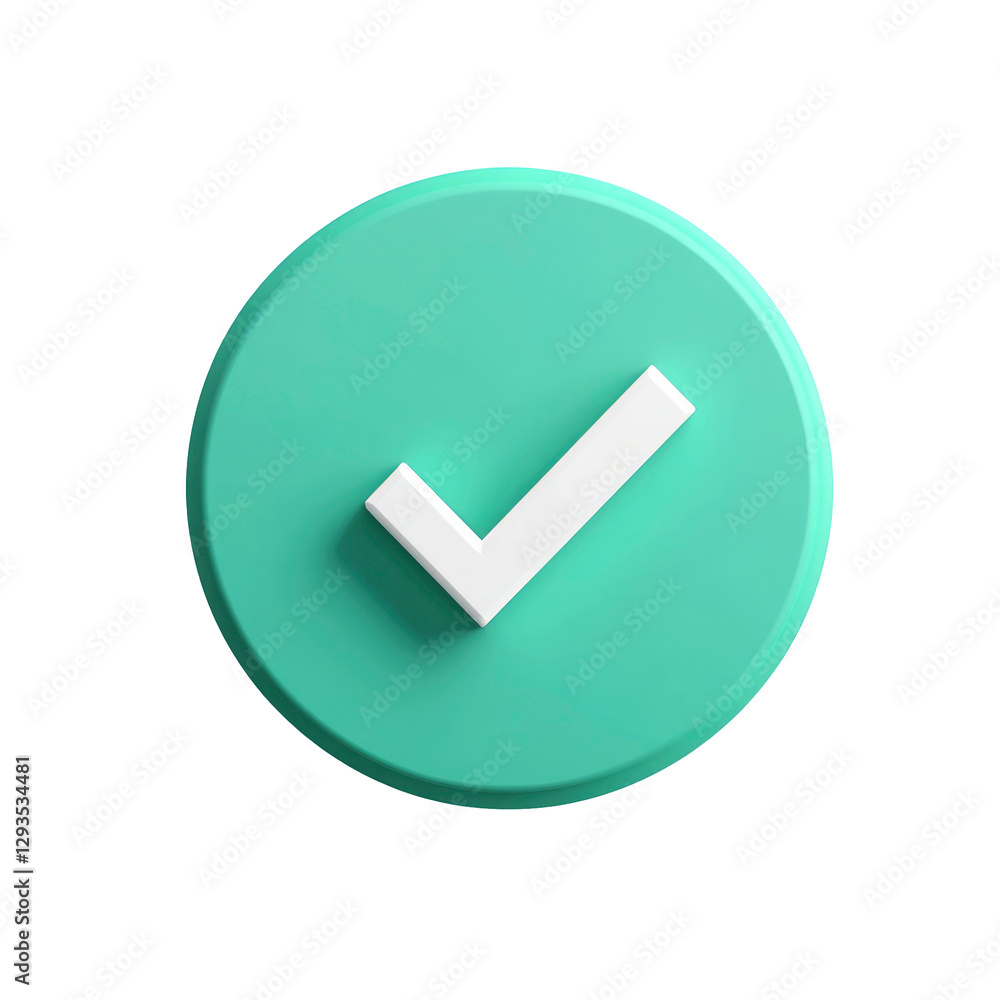 Poster 3d rendered green checkmark icon on transparent background