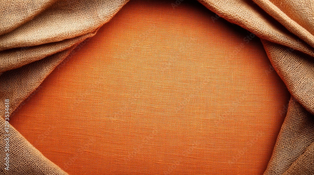 Poster orange background with linen texture and faded pattern