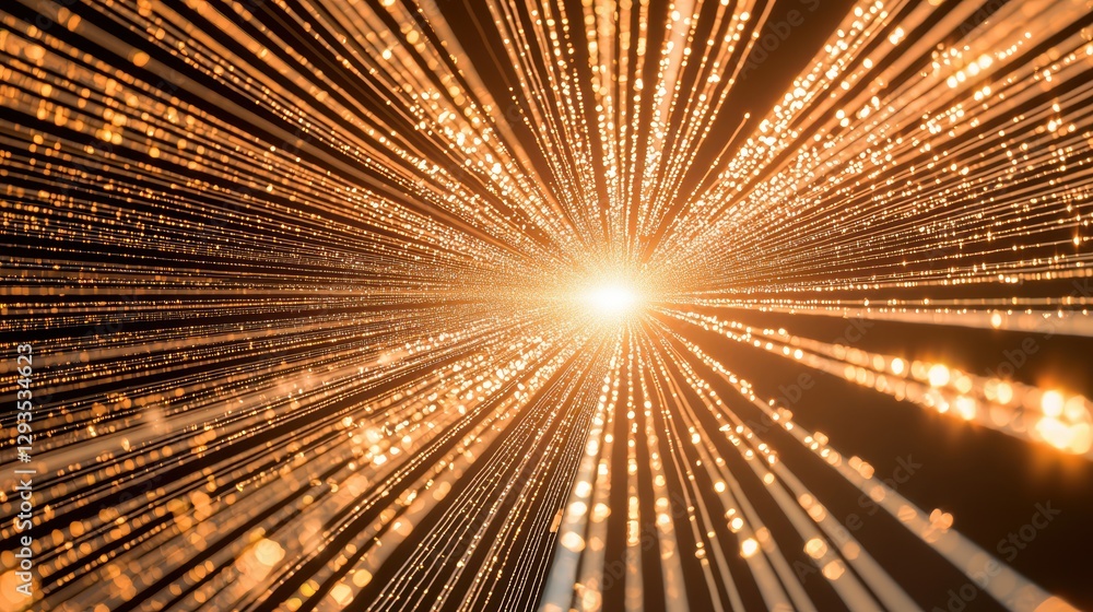 Poster a luminous corridor of ai-generated light, forming an abstract tunnel of infinite wisdom and cyberne