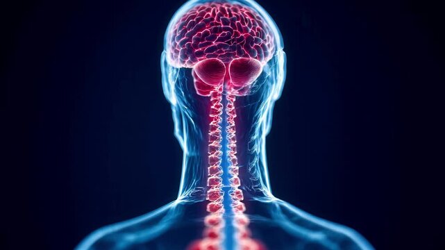 Anatomical illustration of the human brain and spinal cord