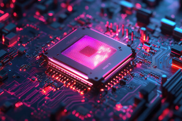 Abstract visualization of an AI supercomputer, featuring a glowing data core, pulsing quantum circuits, and holographic UI elements. The futuristic high-tech background represents machine intelligence