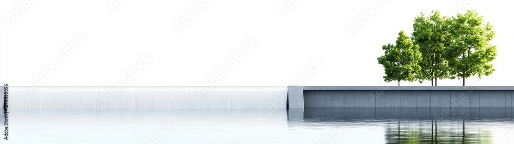 Poster serene water reflection with trees in minimalist landscape setting