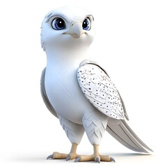 Adorable White Cartoon Falcon with Blue Eyes