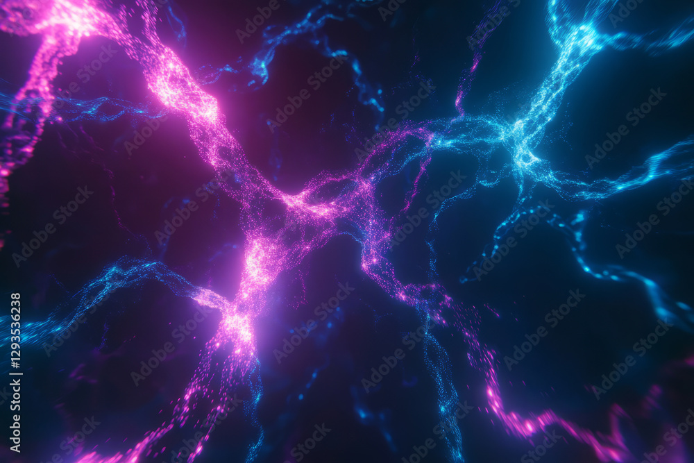 Poster a mesmerizing futuristic background with interwoven strands of luminous data flowing through a cyber