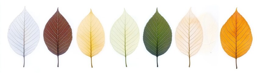 Gradation of Leaf Colors from Green to Brown in Natural Setting