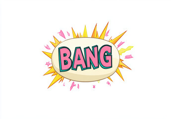 Colorful comic style explosion graphic with word BANG prominently displayed, featuring vibrant colors and dynamic shapes that evoke excitement and energy