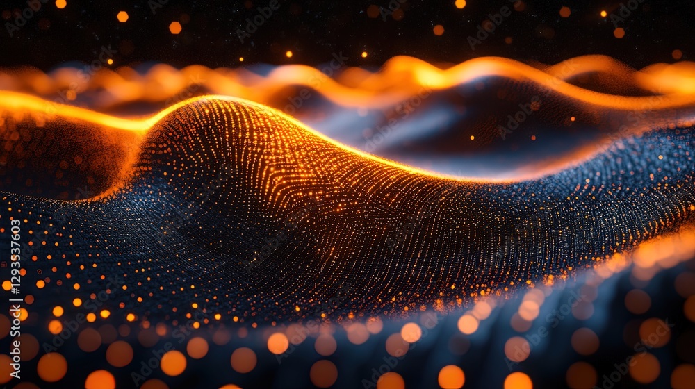 Poster digital rendering of quantum power in a futuristic grid, glowing with vibrant energy
