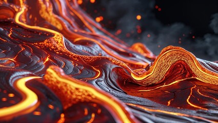 Obraz premium Colorful abstract 3D shapes intertwine, resembling flowing molten lava. The vibrant hues create a vivid backdrop, showcasing intricate patterns and textural variations