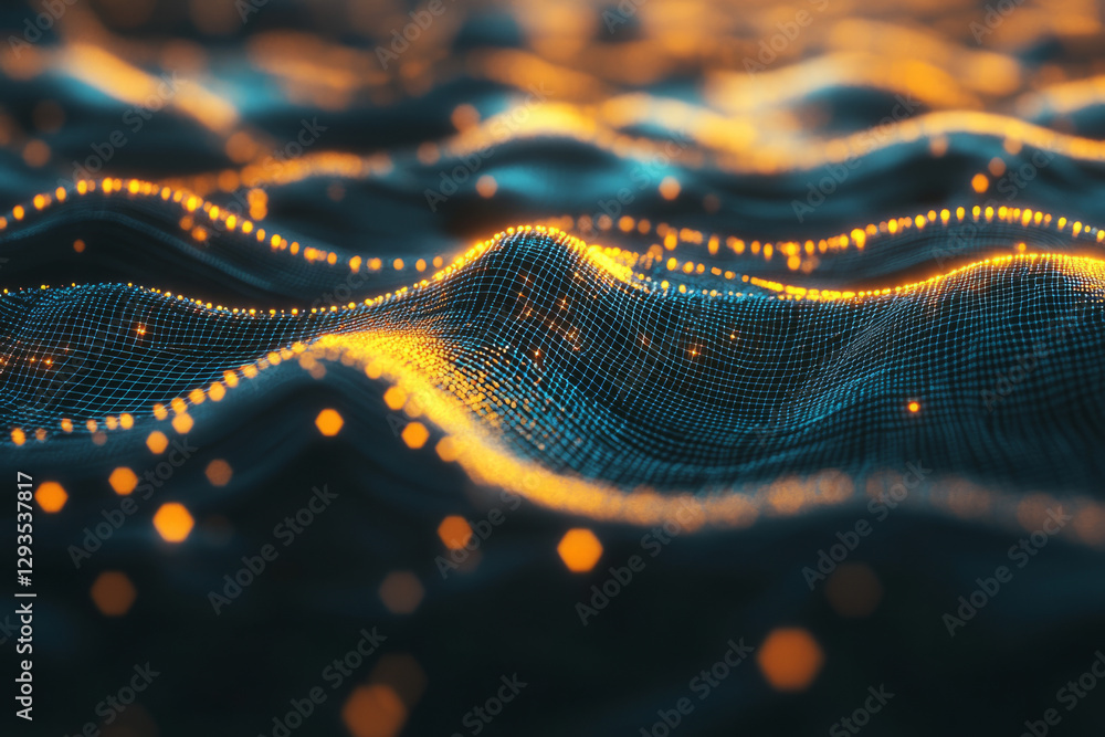 Poster a mesmerizing digital fractal pattern, composed of glowing ai-driven cybernetic energy streams, holo