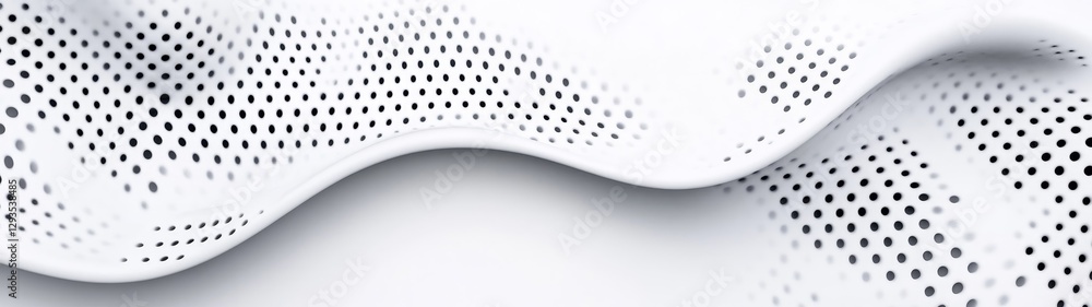 Aufkleber smooth white textile with subtle dots and waves in minimalist style