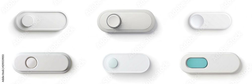 Poster a row of buttons with a blue one in the middle. the buttons are white and are arranged in a row