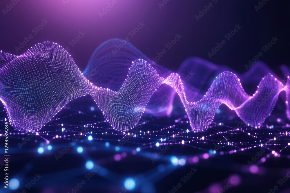 Poster a futuristic ai-powered data visualization, composed of glowing cybernetic pathways, pulsating holog