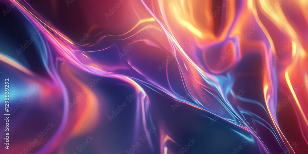 Poster a surreal abstract background featuring layered translucent energy sheets, softly glowing with a shi