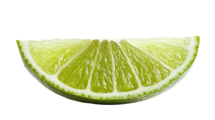 Fresh lime slice showing vibrant green color and juicy texture ideal for cocktails or garnishing dishes