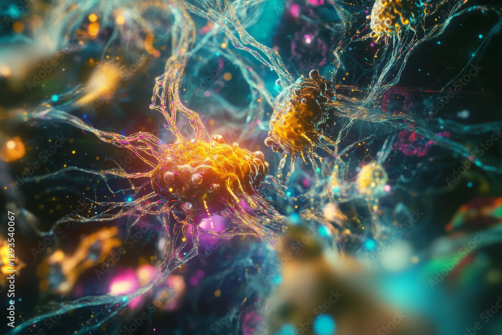 Poster a mesmerizing visualization of an advanced neural network, featuring glowing holographic synapses, c