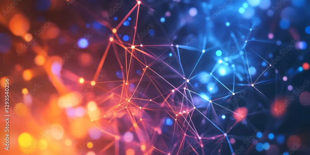Poster a mesmerizing abstract background featuring an intricate network of glowing holographic prisms, refr