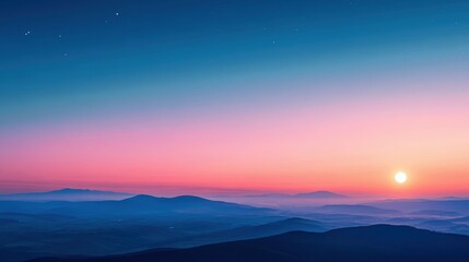 Obraz premium Breathtaking sunset over a majestic mountain range with vibrant colors reflected in the sky