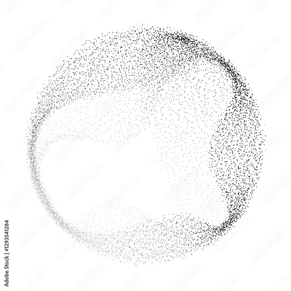 Aufkleber Abstract vector black dot particles fluid flowing round shape wavy smooth curve on transparent background in concept of technology, science, music, modern.