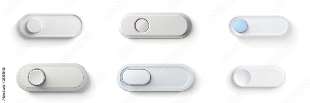 Poster a row of buttons with a blue pill in the middle. the buttons are white and are arranged in a row