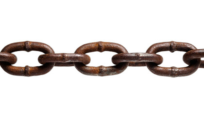 Rusty old chain isolated on white background cutout