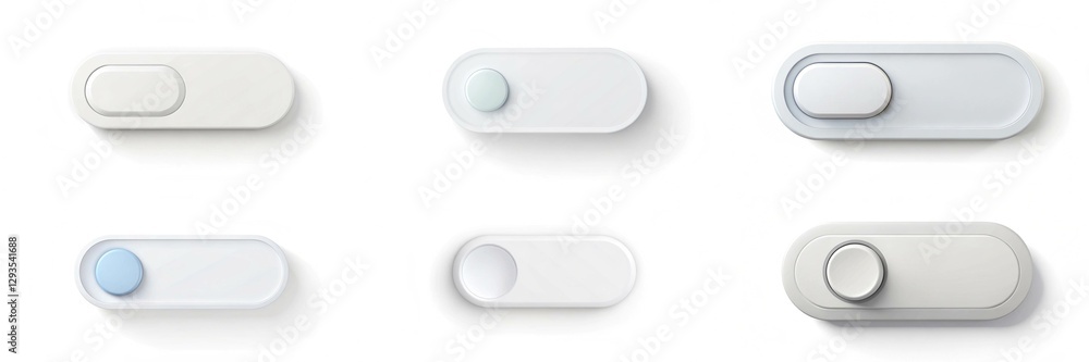 Poster a set of six buttons, each with a different color light, are arranged in a row. the buttons are all 