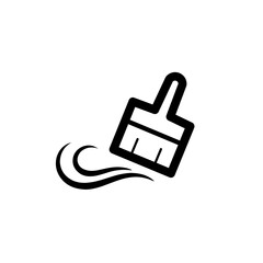Thin Outline Icon Broom, Besom or Short Brush of Bound Straw Near a Pile of Garbage. Such Line sign as Cleaning Garbage, Cleanup, Sweeping. Vector Computer Pictograms White Background Editable Stroke.