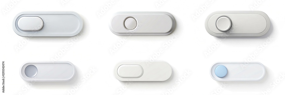Poster a row of buttons with a blue pill in the middle. the buttons are white and are arranged in a row